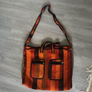 Striped Orange and Black Tote Bag